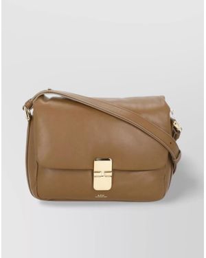 A.P.C. Adjustable Strap Leather Shoulder Bag - Natural