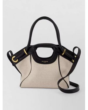 Balmain Soft Small Leather Tote Bag - Natural
