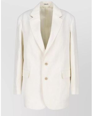 AURALEE Tailored Blazer Jacket Notched Lapel Flap Pockets - Natural