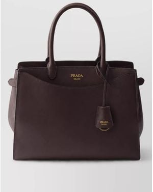 Prada Prelude Large Leather Tote Bag - Black