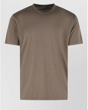 Tom Ford Lyocell Cotton Round Neck Short Sleeve Top - Brown