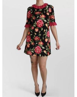 Dolce & Gabbana Floral Cotton Mini Dress - Brown