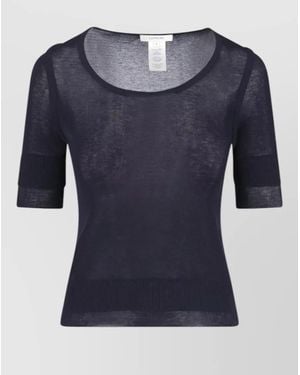 Lemaire Sheer Round Neck Top Short Sleeves - Blue
