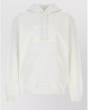 Gucci Cotton Hooded Sweatshirt Drawstring Hood Kangaroo Pocket - White