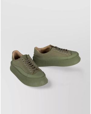 Jil Sander Canvas Platform Sneakers - Green