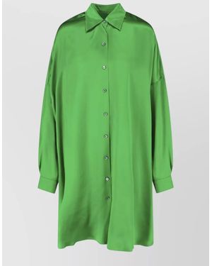 Dries Van Noten Long Sleeve Collared Loose Fit Top - Green