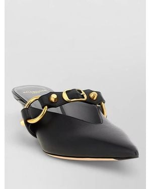 Balenciaga Leather City Mules - Black