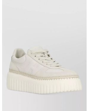 Hogan Low Top Sneakers Raised Rubber Sole - Natural
