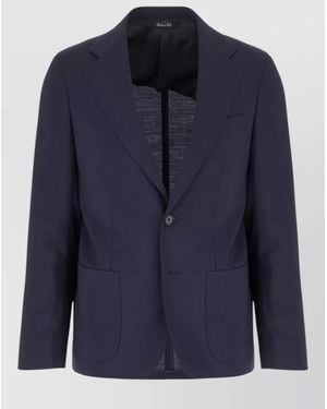 Colamarino Wool Suit Flap Pockets Notch Lapel - Blue