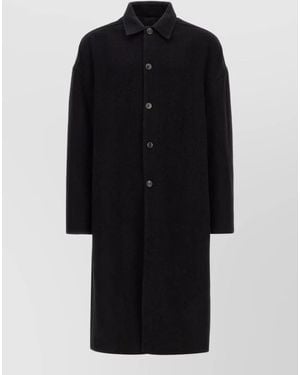 Rick Owens Long Collared Single Breasted Brad Coat - Black