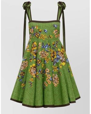 ALÉMAIS Linen Floral-Print Mini Sundress - Green