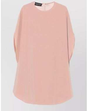 Gianluca Capannolo Neutral Dress Crew Neck Draped Sleeves - Pink
