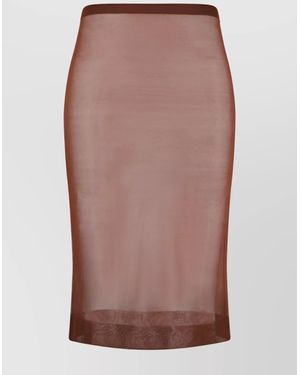 Saint Laurent Silk-Blend Ruched Skirt - Brown