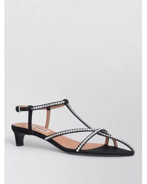 Jil Sander Sandals Open Toe Kitten Heel Strappy Embellished - Metallic