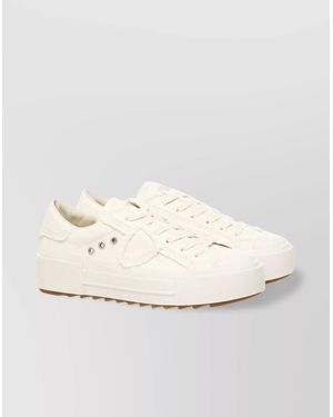 Philippe Model Paris Low-Top Cotton Sneakers With Textured Sole - Natural