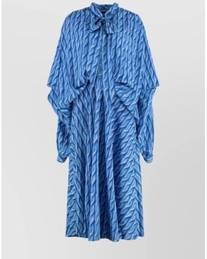 Balenciaga Dress With Balloon Sleeves And Bow Detail - Blue