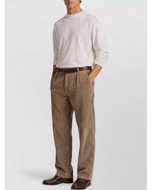 The Row Cotton Corduroy Pleated Mid-Rise Wide-Leg Chinos - White