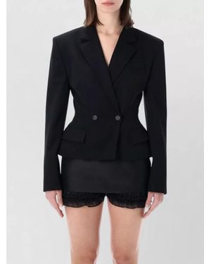 Magda Butrym Hourglass Wool Peplum Cropped Blazer - Black