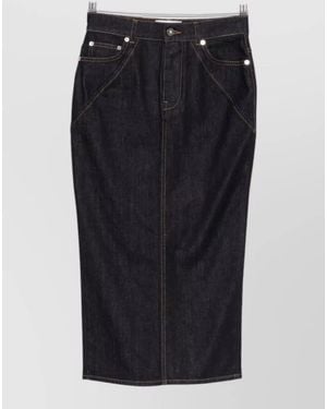 Givenchy Long Denim Skirt Belt Loops Pockets - Black