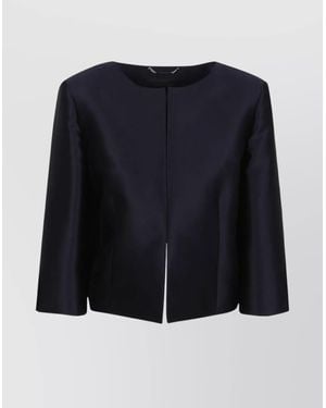 Alberta Ferretti Mikado Cropped Satin Jacket - Blue