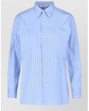 AURALEE Long Sleeve Striped Shirt Buttoned Cuffs - Blue