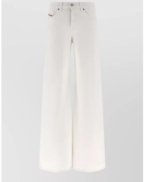DIESEL Denim Mid-Rise Flared Wide-Leg Jeans - White