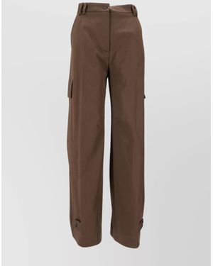 P.A.R.O.S.H. Wide Leg Cargo Trousers With Adjustable Straps - Brown