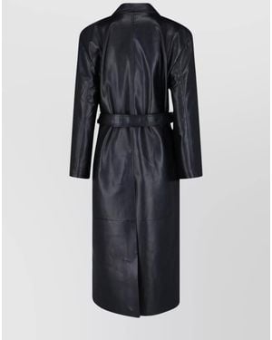 Frankie Shop Waist Belted Long Length Lapels Pockets - Black