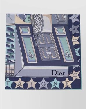 Dior Rectangular Scarf Foulard Graphic Print - Blue