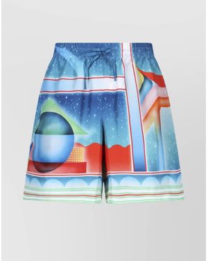 CASABLANCA Silk Straight-Leg Track Trousers - Blue