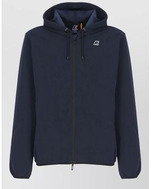 K-Way Hooded Short Jacket Elastic Cuffs - Blue