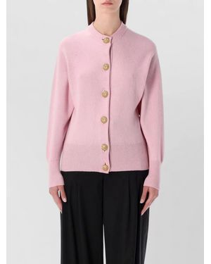 Balmain Cardigan Knit Long Sleeves Ribbed Trims - Pink