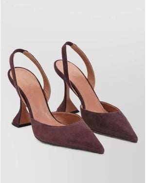 AMINA MUADDI Suede Leather Slingback Pumps - Brown