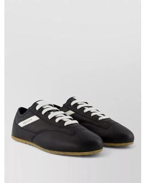McQueen Ec1 Leather Trainers Contrast Stitching - Black