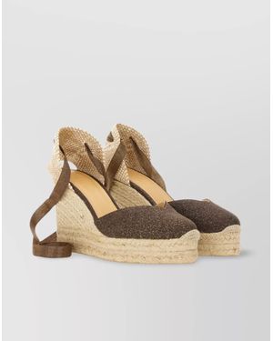 Castañer Peep Toe Woven Wedge Espadrille - Natural