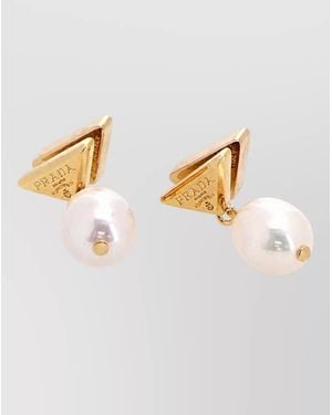Prada Two Tone Pearl Earrings - Metallic