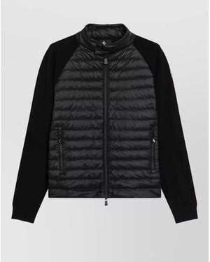 Moncler High Collar Quilted Jacket Long Sleeves - Black