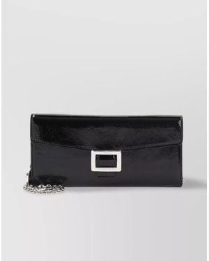 クラッチバッグ ROGER VIVIER PEARL GREY SATIN CLUTCH BAG WITH BUCKLE Efflorescence Clutch in satin Grey Woman