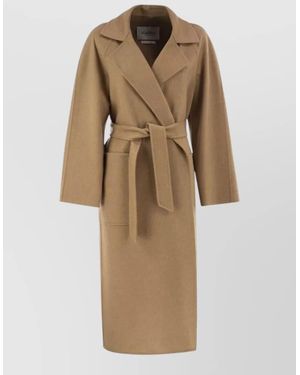 Max Mara Belted Midi Coat Relaxed Fit - Natural