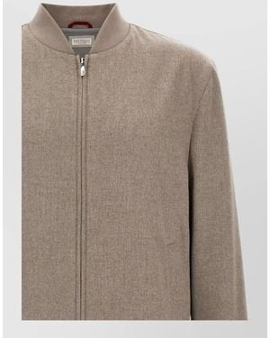 Brunello Cucinelli Cashmere Bomber Jacket - Brown