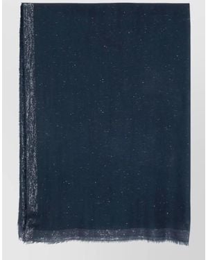 Faliero Sarti Diamante Scarf Sparkling Finish Fringed Edges - Blue