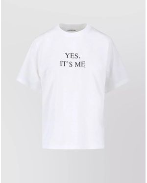 Victoria Beckham Graphic Print Crew Neck Short Sleeve Top - White