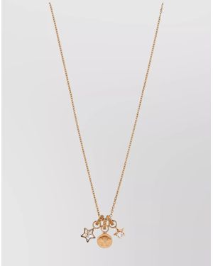 Versace Adjustable Chain Necklace With Star And Round Charms - White