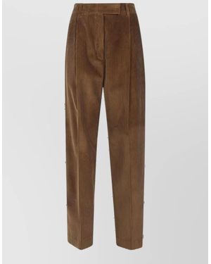 Rohe Corduroy Pleated Straight-Leg Tailored Pants - Brown