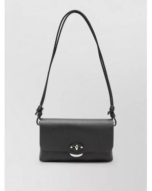 Zanellato Lettera Daily Leather Shoulder Clutch Bag - Black