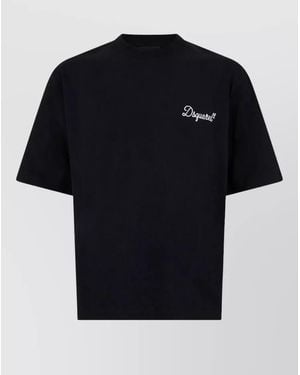 DSquared² Crew Neck Short Sleeves Cotton Logo Tshirt - Black