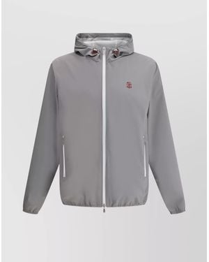 Brunello Cucinelli Water-Resistant Logo-Embroidered Lightweight Jacket - Grey