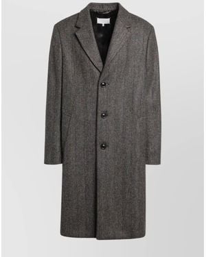 Maison Margiela Herringbone Pattern Single Breasted Coat - Gray