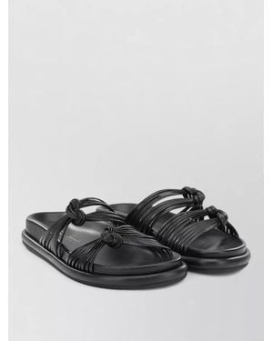 Santoni Flat Sandals Open Toe Knotted Straps - Black