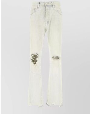 Purple Striped Denim Jeans Distressed Belt Loops Pockets - Natural